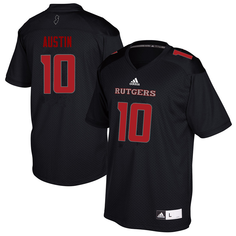 Men #10 Blessaun Austin Rutgers Scarlet Knights College Football Jerseys Sale-Black - Click Image to Close